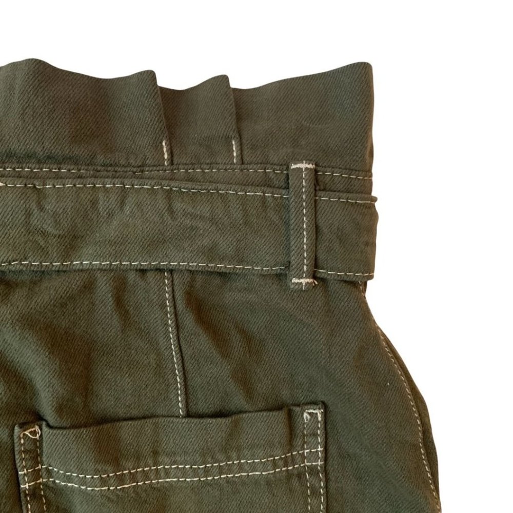 Free People  In The Grass Paper Waist Skirt Army Size 4 - Picture 11 of 14